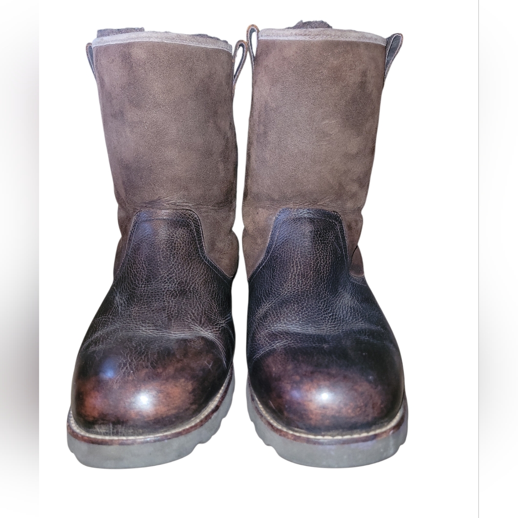 Ugg Australia 3250 Mens 14 Leather Suede Sheepskin Vibram Winter Pull On Boots